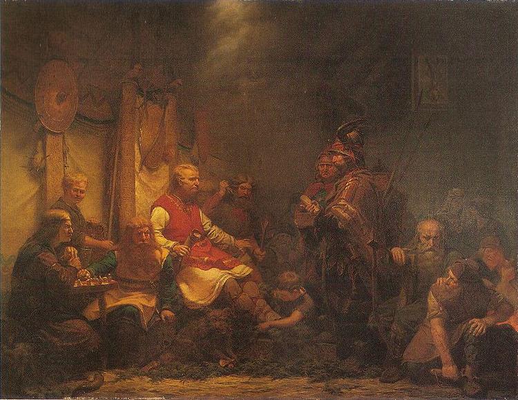 august malmstrom King Ella's messengers before Ragnar Lodbrok's sons oil painting picture